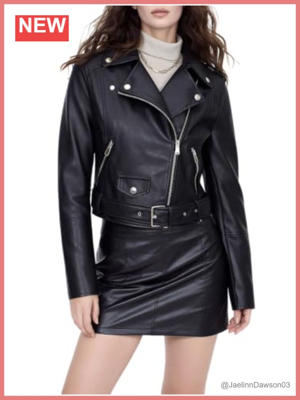 Women's Oversized Faux Leather Moto Jacket Casual Zip Lightweight